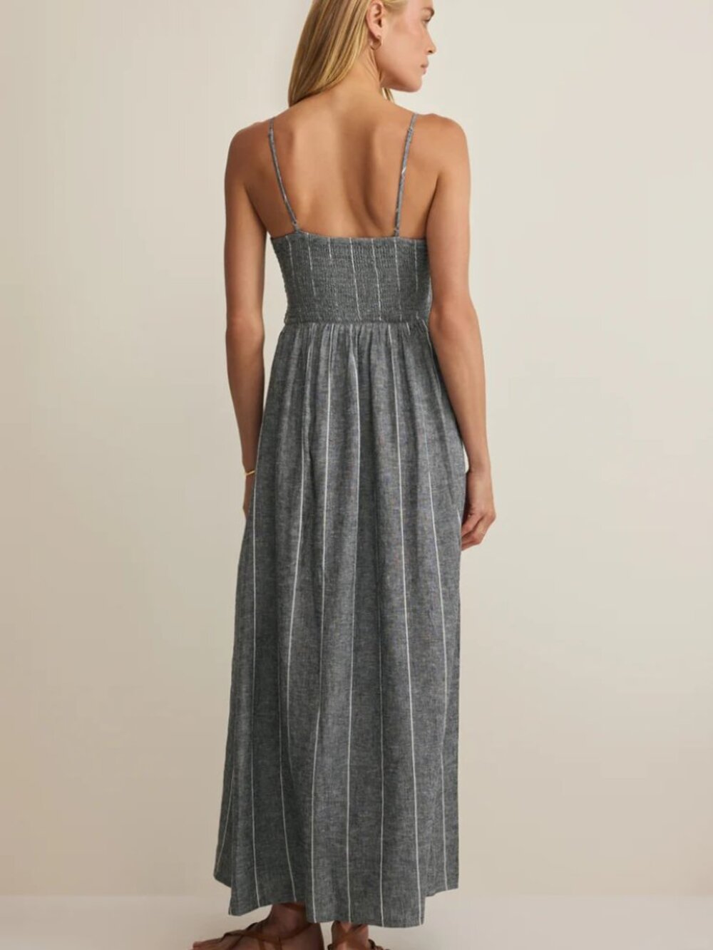 NWT - Z Supply Romy Striped Linen Maxi Dress - Size S - Eclipse - Picture 3 of 10